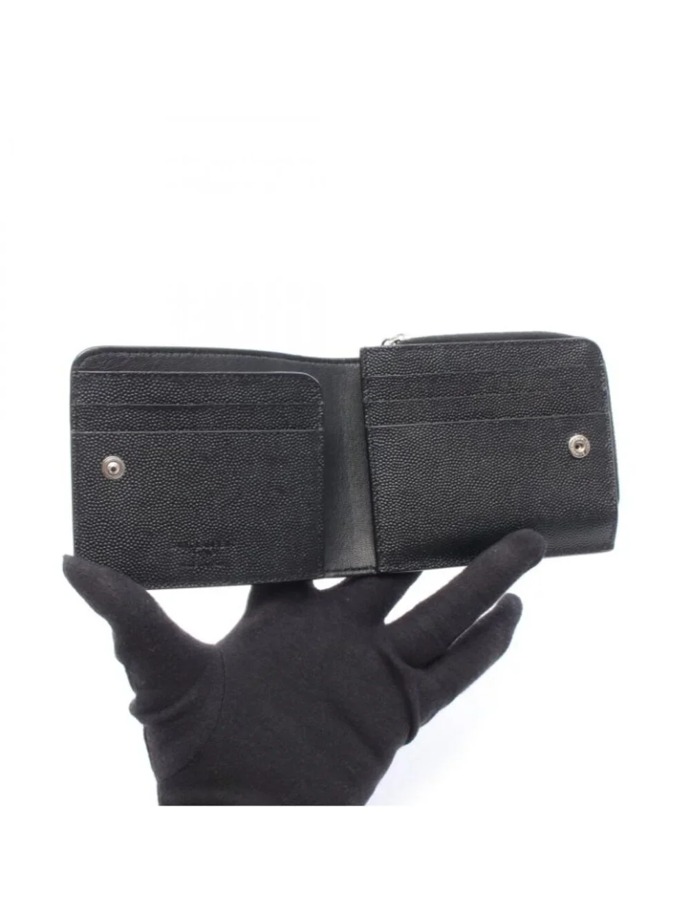 ★SOLD★ Saint Laurent Paris Bifold Wallet Black Leather East West Zip - Picture 3 of 6
